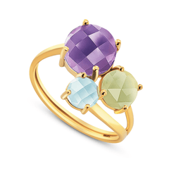 Bague - Or jaune 9k, Améthystes et Topaze - Maison Di Giorgio