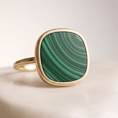 Bague - Or jaune 9k et Argent 925, Malachite - Maison Di Giorgio