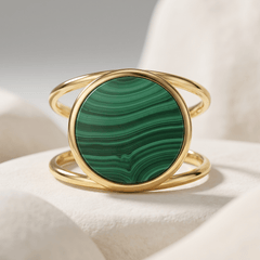 Bague - Or jaune 9k et Argent 925, Malachite - Maison Di Giorgio