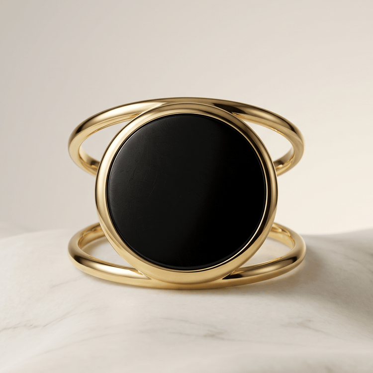 Bague - Or jaune 9k et Argent 925, Onyx - Maison Di Giorgio