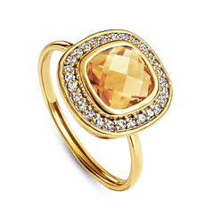Bague - Or jaune 9k et Argent 925, Diamant et Citrine - Maison Di Giorgio