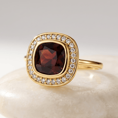 Bague - Or jaune 9k et Argent 925, Diamant et Grenat - Maison Di Giorgio