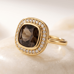 Bague - Or jaune 9k et Argent 925, Diamant et Quartz - Maison Di Giorgio