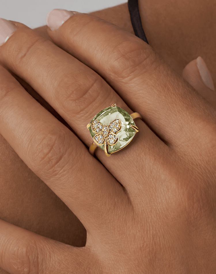 Bague - Or jaune 9k et Argent 925, Diamant et Améthyste - Maison Di Giorgio