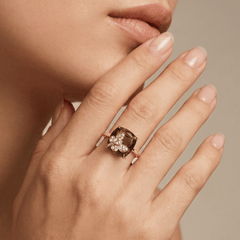 Bague - Or jaune 9k et Argent 925, Diamant et Quartz - Maison Di Giorgio
