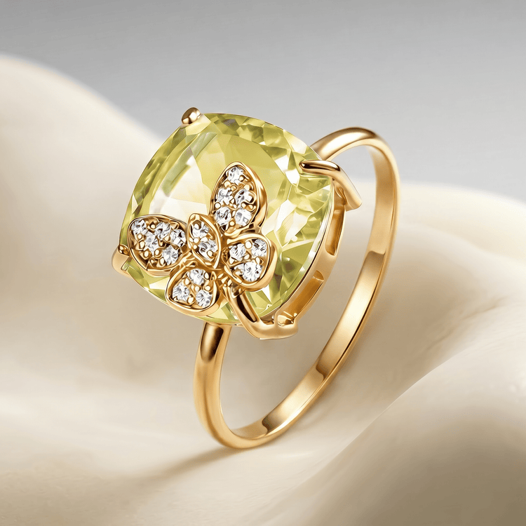 Bague - Or jaune 9k et Argent 925, Diamant et Quartz - Maison Di Giorgio