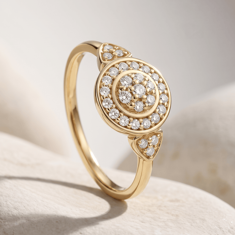 Bague - Or jaune 9k et Argent 925, Diamant - Maison Di Giorgio