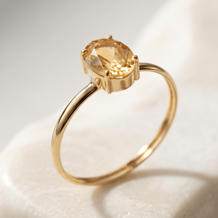 Bague - Or jaune 9k et Argent 925, Citrine - Maison Di Giorgio