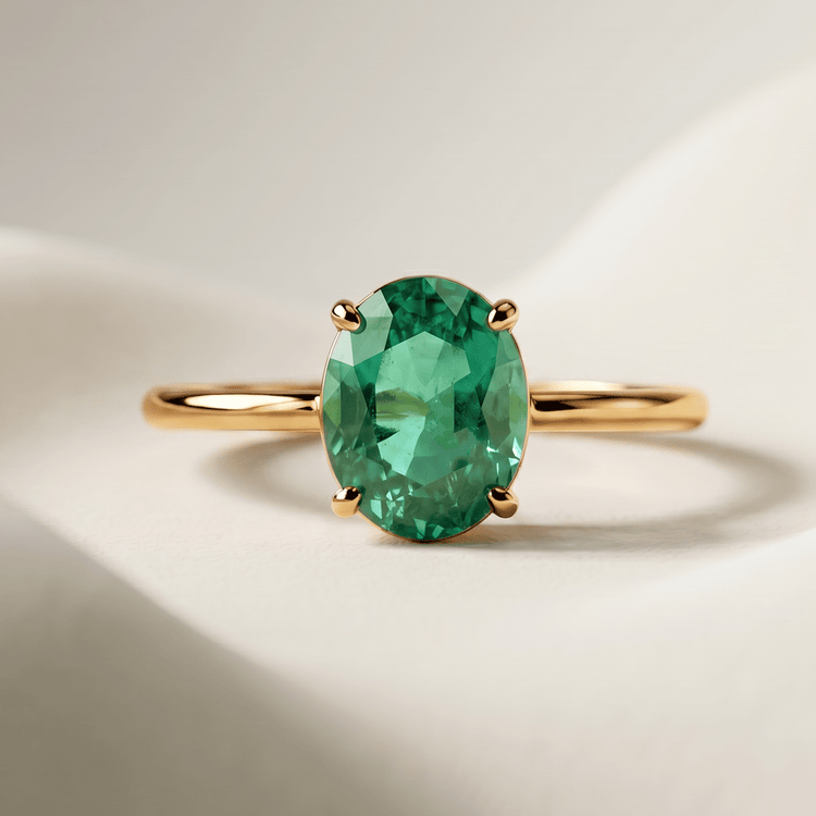 Bague - Or jaune 9k et Argent 925, Émeraude - Maison Di Giorgio
