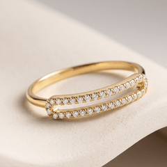 Bague - Or jaune 9k et Argent 925, Diamant - Maison Di Giorgio