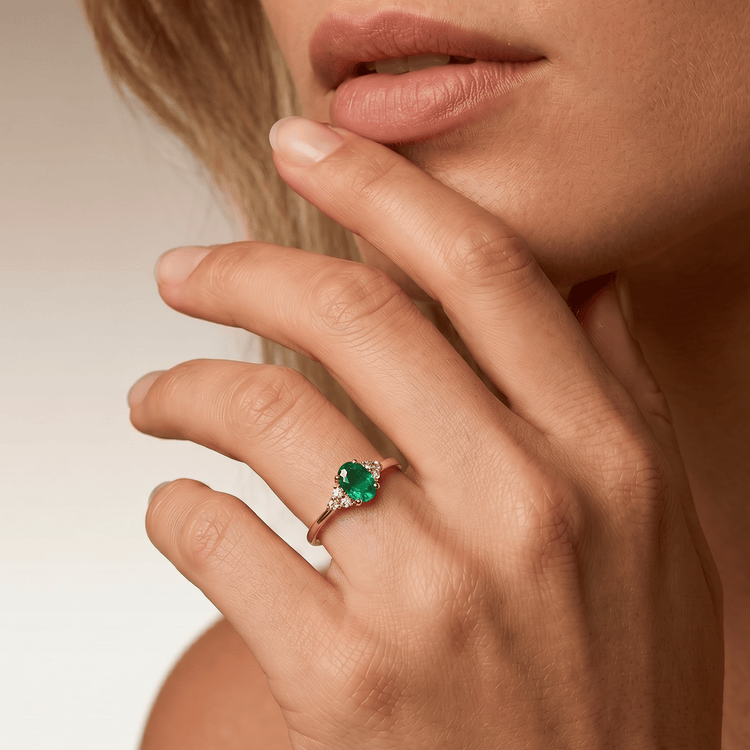 Bague - Or jaune 9k et Argent 925, Diamant et Émeraude - Maison Di Giorgio