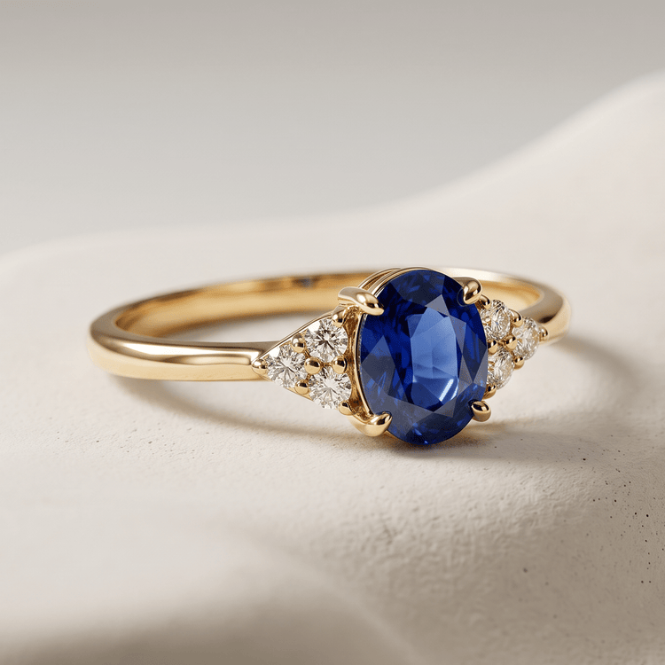 Bague - Or jaune 9k et Argent 925, Diamant et Saphir - Maison Di Giorgio