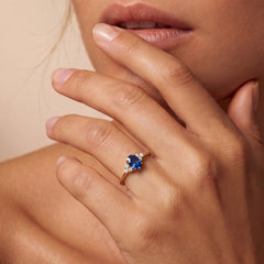 Bague - Or jaune 9k et Argent 925, Diamant et Saphir - Maison Di Giorgio