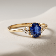 Bague - Or jaune 9k et Argent 925, Diamant et Saphir - Maison Di Giorgio