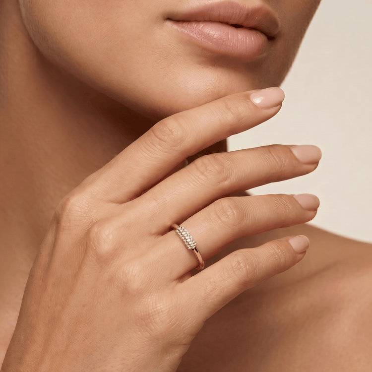 Bague - Or jaune 9k et Argent 925, Diamant - Maison Di Giorgio