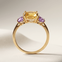 Bague - Or jaune 9k, Citrine et Améthyste - Maison Di Giorgio
