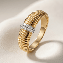 Bague - Or jaune 9k et Or blanc 9k, Diamant - Maison Di Giorgio