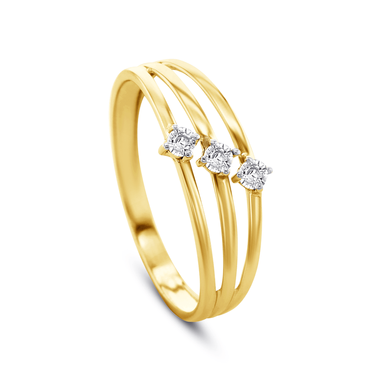 Bague - Or jaune 9k et or blanc 9k, Diamant - Maison Di Giorgio