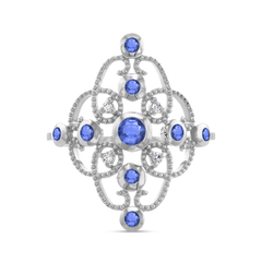 Bague en Or blanc 9k assemblée de Diamant HSI et Saphir - Maison Di Giorgio