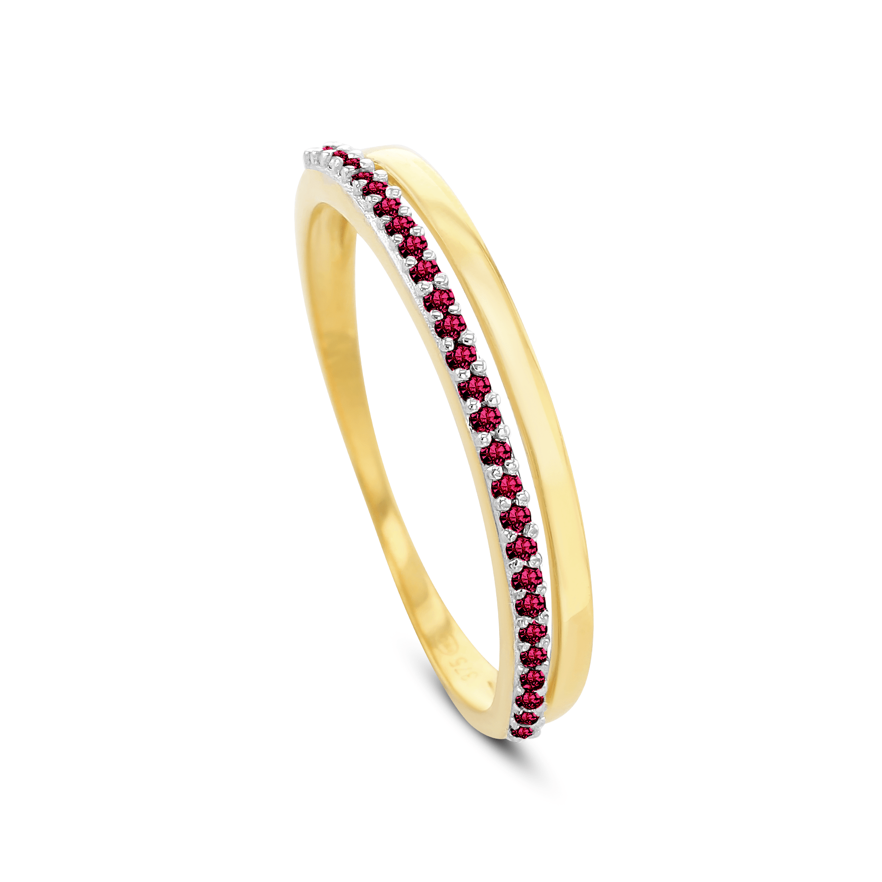 Bague en Or jaune 9k assemblée de Rubis - Maison Di Giorgio