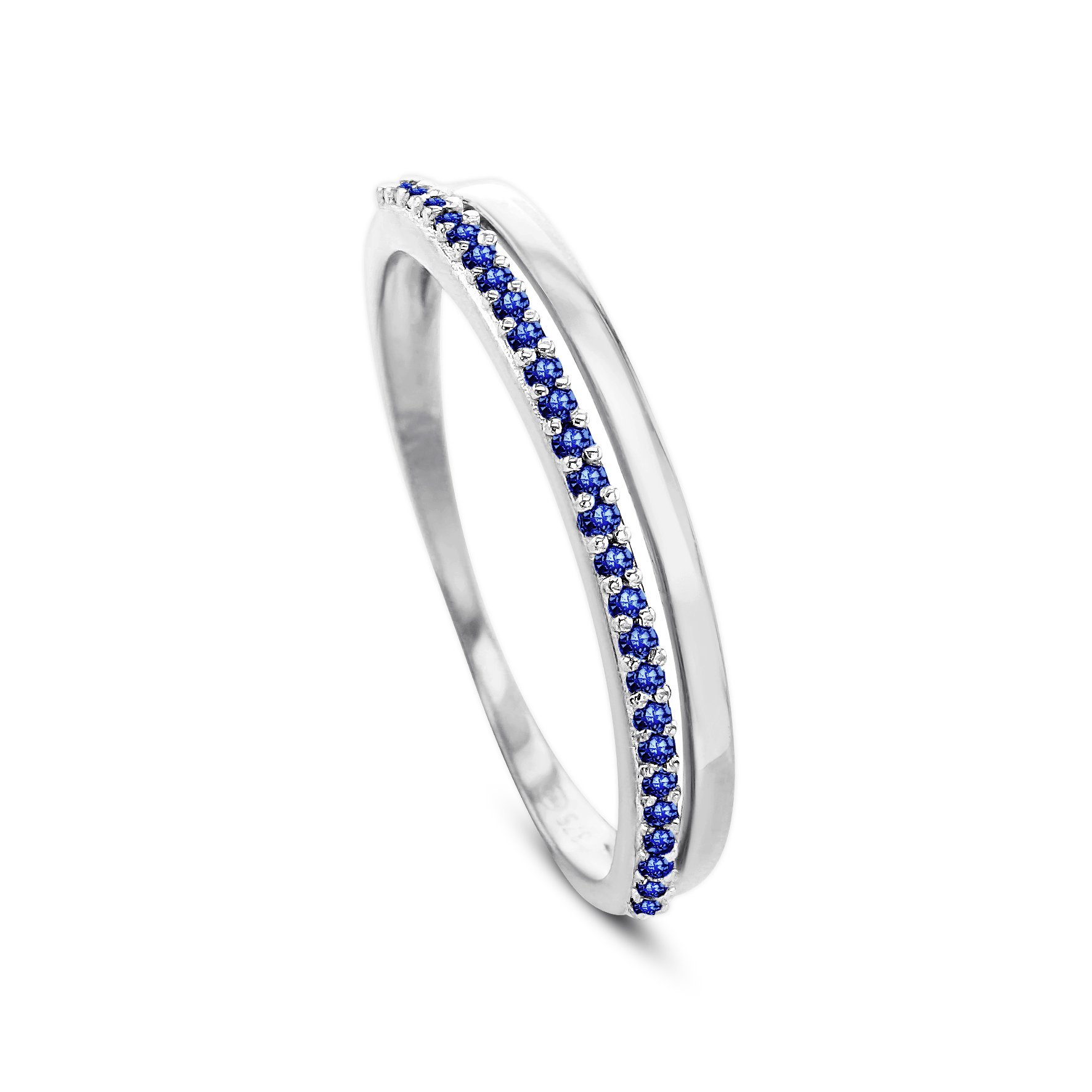 Bague en Or blanc 9k assemblée de Saphir bleu - Maison Di Giorgio