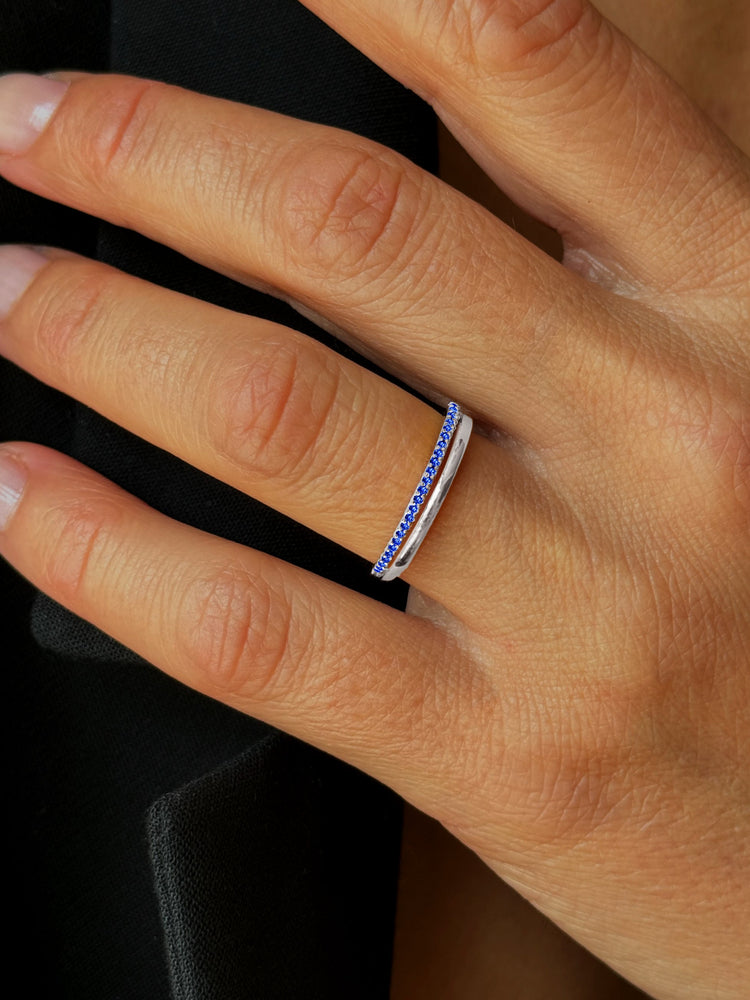 Bague en Or blanc 9k assemblée de Saphir bleu - Maison Di Giorgio