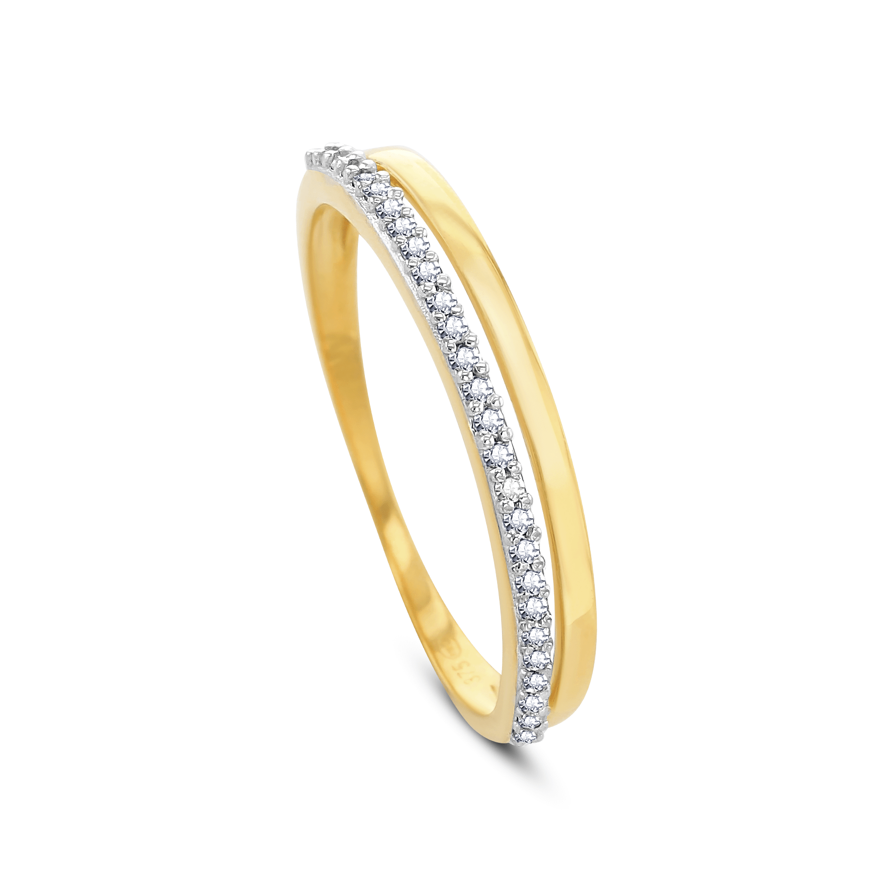 Bague en Or jaune 9k assemblée de Diamant HSI - Maison Di Giorgio