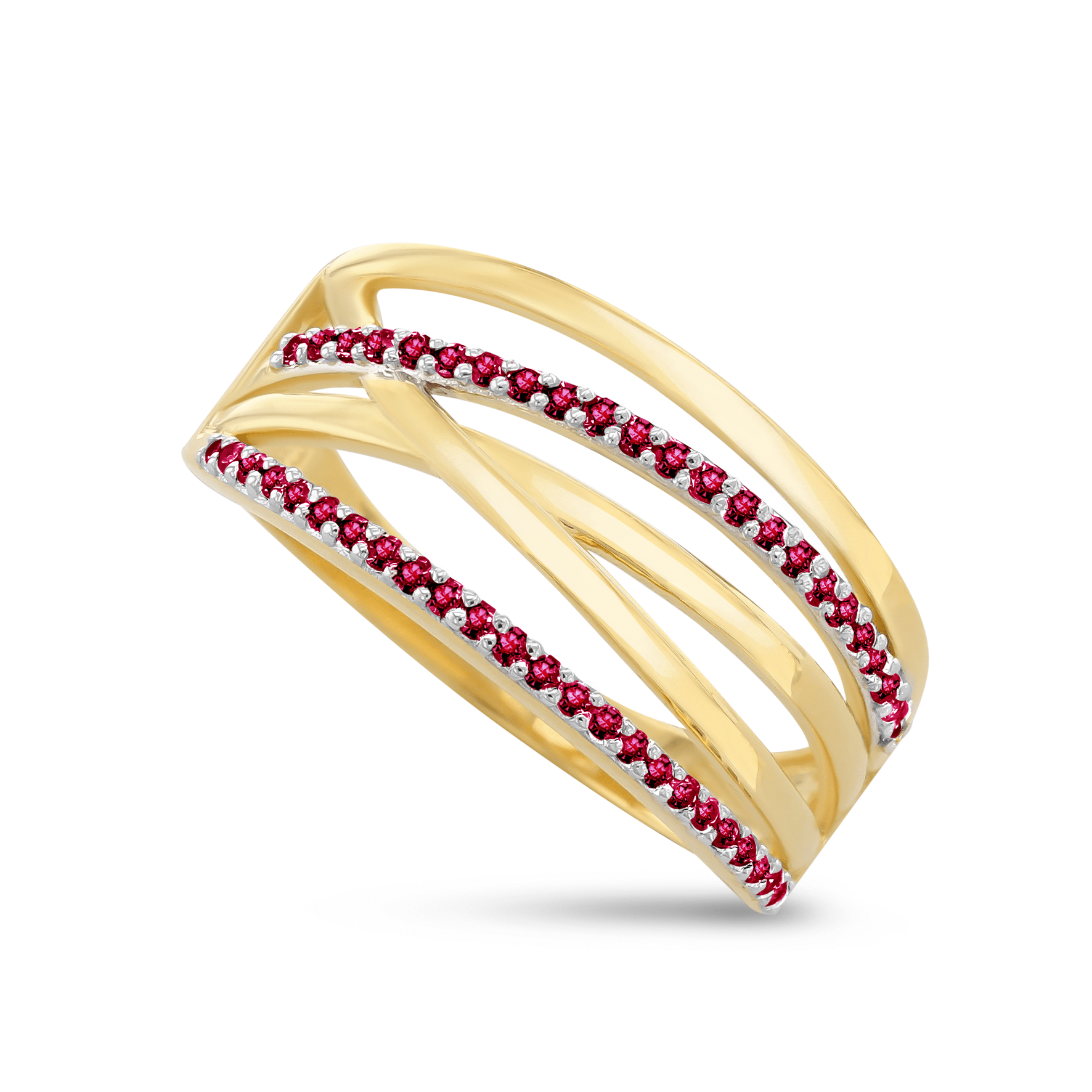 Bague en Or jaune 9k assemblée de Rubis - Maison Di Giorgio