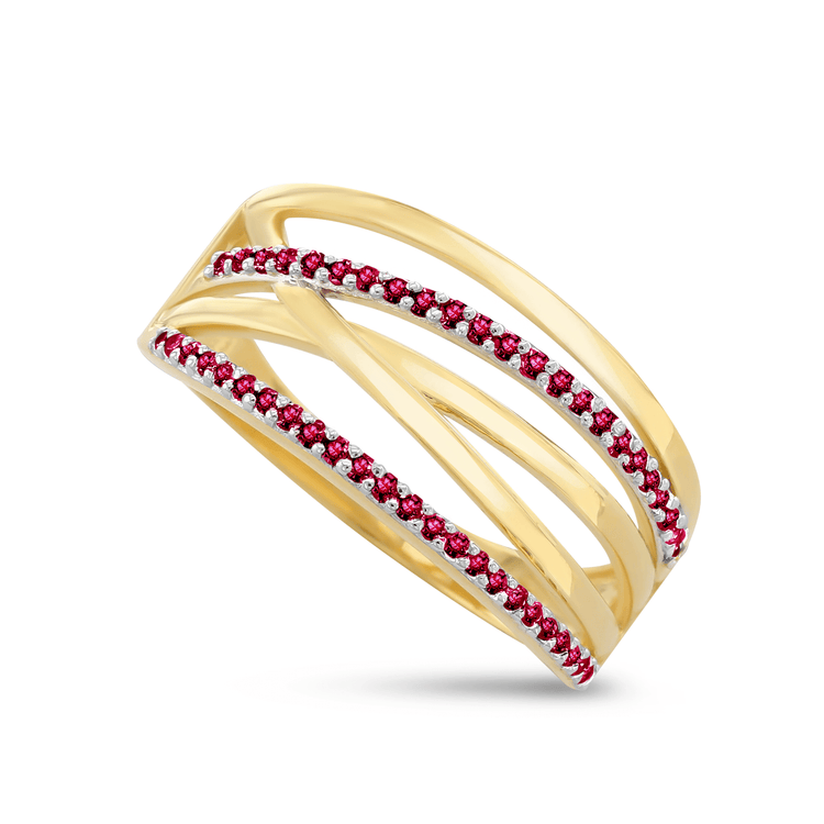 Bague en Or jaune 9k assemblée de Rubis - Maison Di Giorgio
