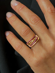 Bague en Or jaune 9k assemblée de Rubis - Maison Di Giorgio