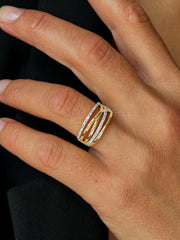 Bague en Or jaune 9k assemblée de Diamant HSI - Maison Di Giorgio