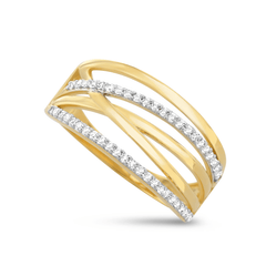 Bague en Or jaune 9k assemblée de Diamant HSI - Maison Di Giorgio