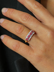 Bague en Or jaune 9k assemblée de Diamant HSI et Rubis - Maison Di Giorgio