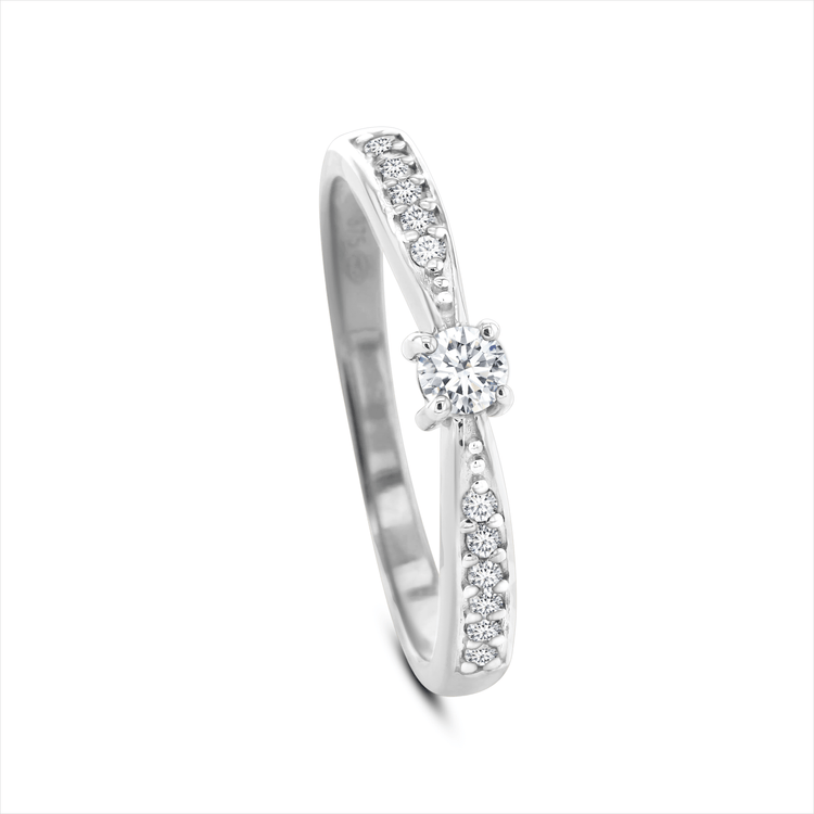 Bague en Or blanc 9k assemblée de Diamant HSI et Diamant HSI - Maison Di Giorgio