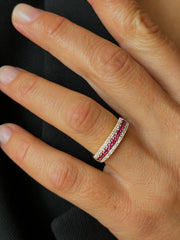 Bague en Or jaune 9k assemblée de Diamant HSI et Rubis - Maison Di Giorgio