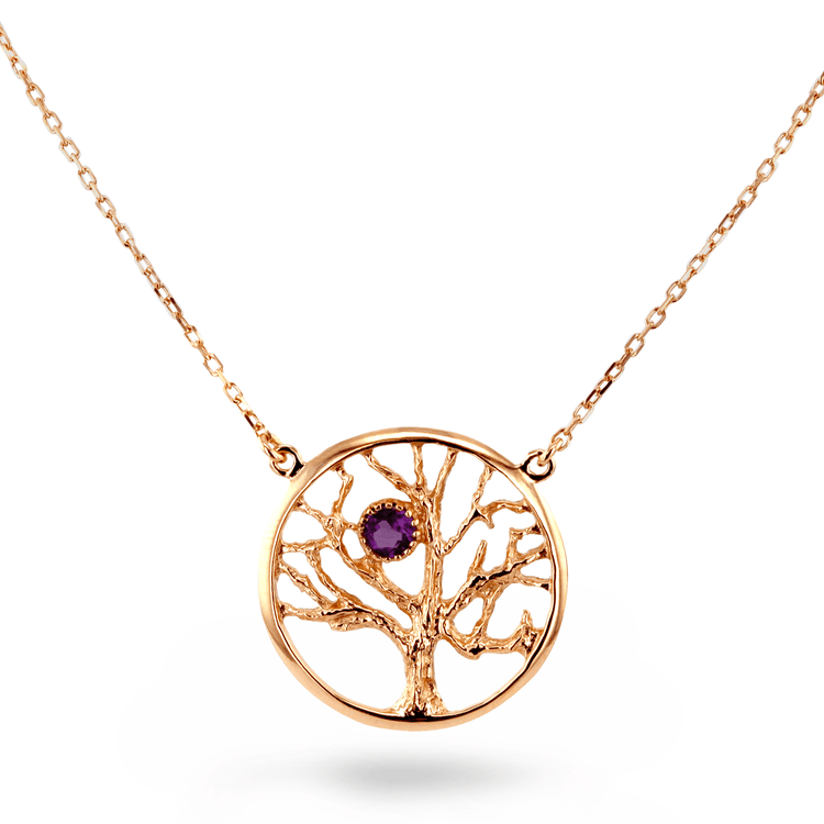 Collier en Argent 925 doré Or rose 18k assemblé d'Améthyste - Maison Di Giorgio