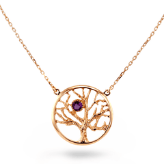 Collier en Argent 925 doré Or rose 18k assemblé d'Améthyste - Maison Di Giorgio