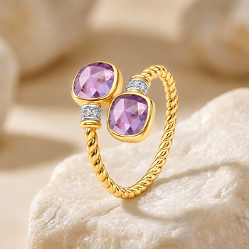 Bague Ondine - Dorée Or jaune 18k, Améthyste, Oxyde de zirconium