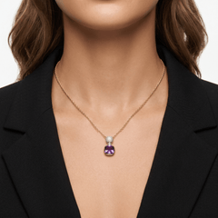 Collier Equinoxe - Doré Or jaune 18k, Améthyste, Oxyde de zirconium - Maison Di Giorgio