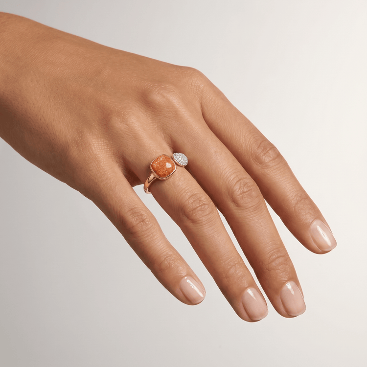 Bague Aurore - Dorée Or jaune 18k, Pierre de soleil, Oxyde de zirconium - Maison Di Giorgio