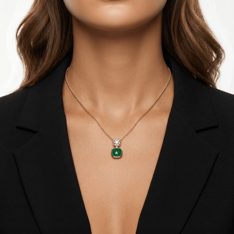 Collier Eclipse - Doré Or jaune 18k, Onyx, Oxyde de zirconium - Maison Di Giorgio