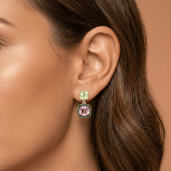 Boucles d'oreilles - Dorées Or jaune 18k, Améthyste, Oxyde de zirconium - Maison Di Giorgio