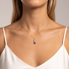 Collier Céleste - Doré Or jaune 18k, Quartz, Topaze, Jade, Oxyde de zirconium