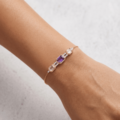 Bracelet Promesse éternelle - Doré Or jaune 18k, Améthyste, Quartz, Oxyde de zirconium - Maison Di Giorgio
