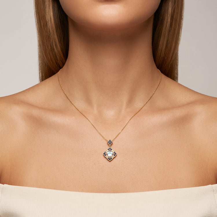 Collier Firmament - Doré Or jaune 18k, Topaze, Oxyde de zirconium - Maison Di Giorgio