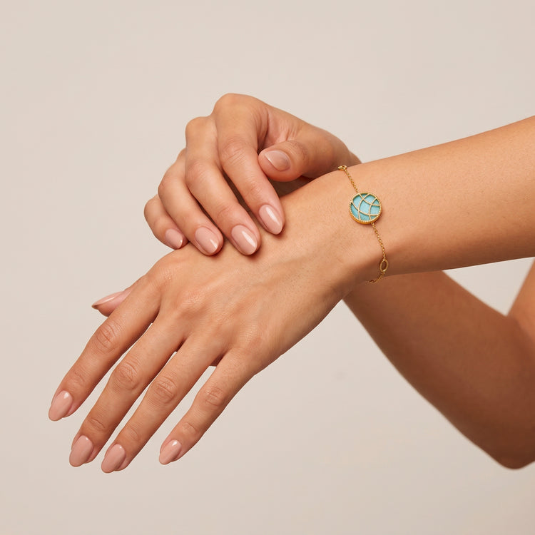 Bracelet Stella Cadente - Doré Or jaune 18k, Amazonite - Maison Di Giorgio