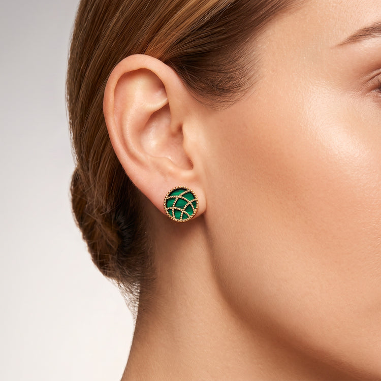 Boucles d'oreilles Stella Cadente - Dorées Or jaune 18k, Malachite - Maison Di Giorgio