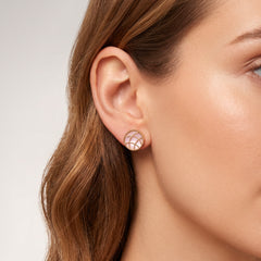 Boucles d'oreilles Stella Cadente - Dorées Or jaune 18k, Calcédoine rose - Maison Di Giorgio