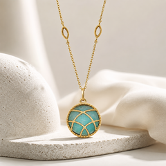 Pendentif avec chaîne Stella Cadente - Doré Or jaune 18k, Amazonite