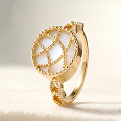Bague Stella Cadente - Dorée Or jaune 18k, Pierre de lune blanche
